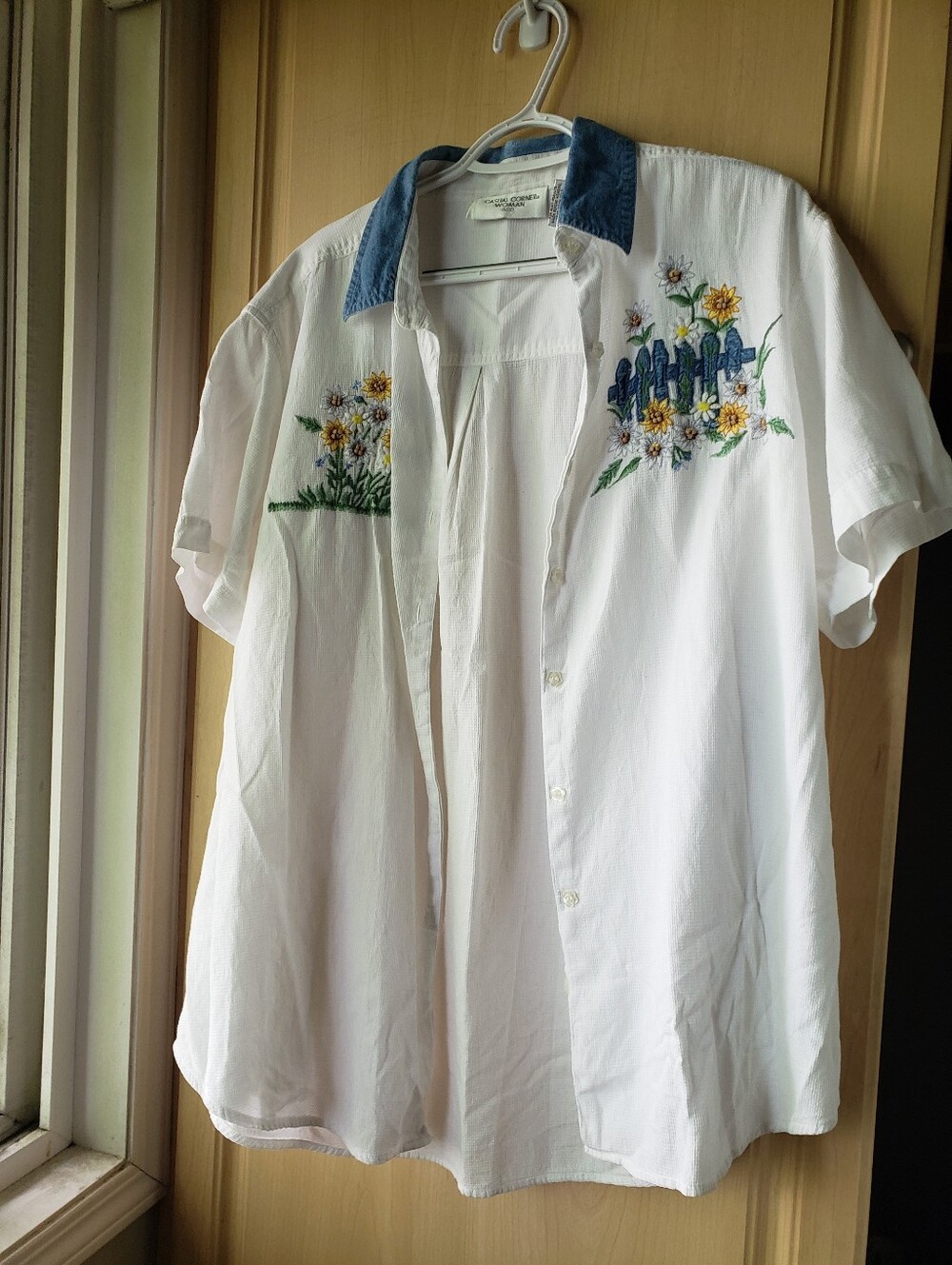 Cotton Country Cottage White Embroidered Button Down Shirt